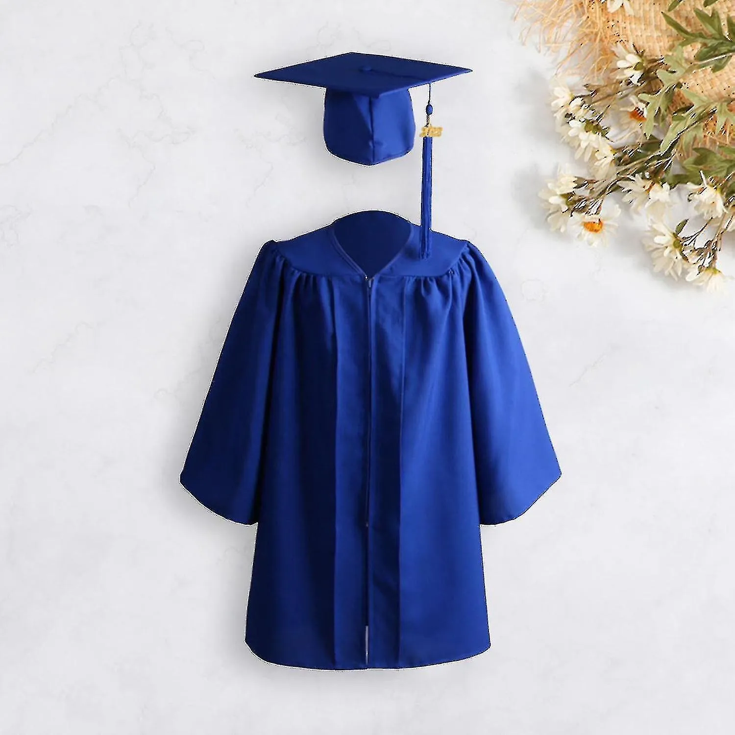 1 Set Graduation Gownzipper With Hat Polyester Kid Academic Dress