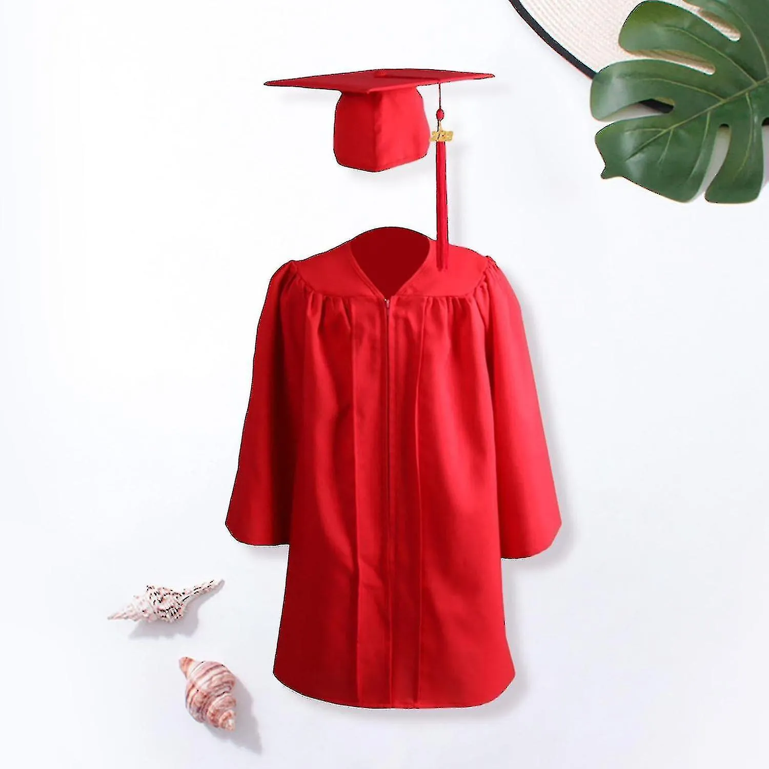 1 Set Graduation Gownzipper With Hat Polyester Kid Academic Dress