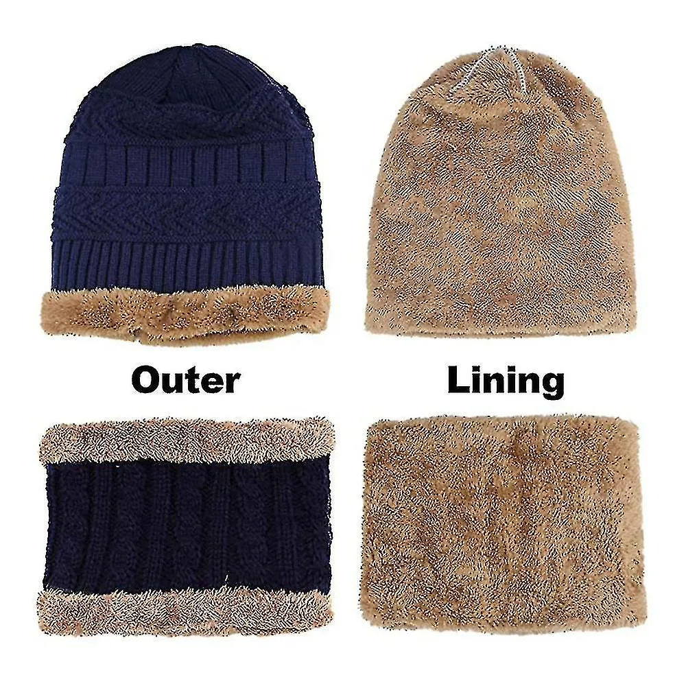 2-pieces Winter Hat Scarf Set Warm Plush Knit Hat Knit Set Gifts