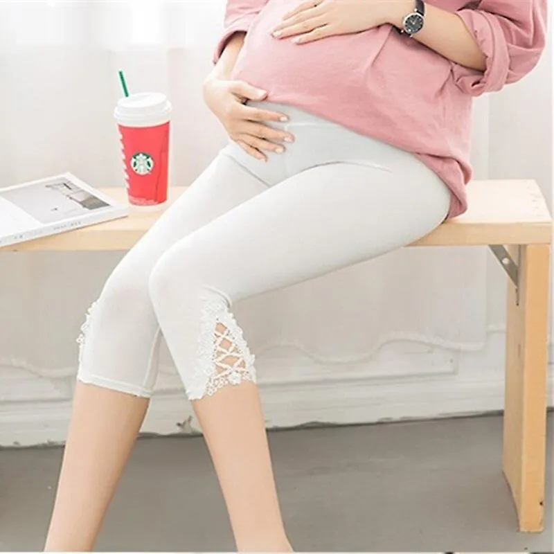 2023 Summer Plus Size Capris for Pregnant Women High Waist Adjustable Pregnancy Leggings Maternity Slim Trousers Pants ONLY  Ski