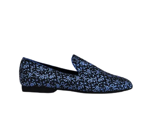 637 Mocasines de baile con estampado azul y negro