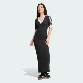 adidas Performance 3-Stripes Knit V-Neck Dress