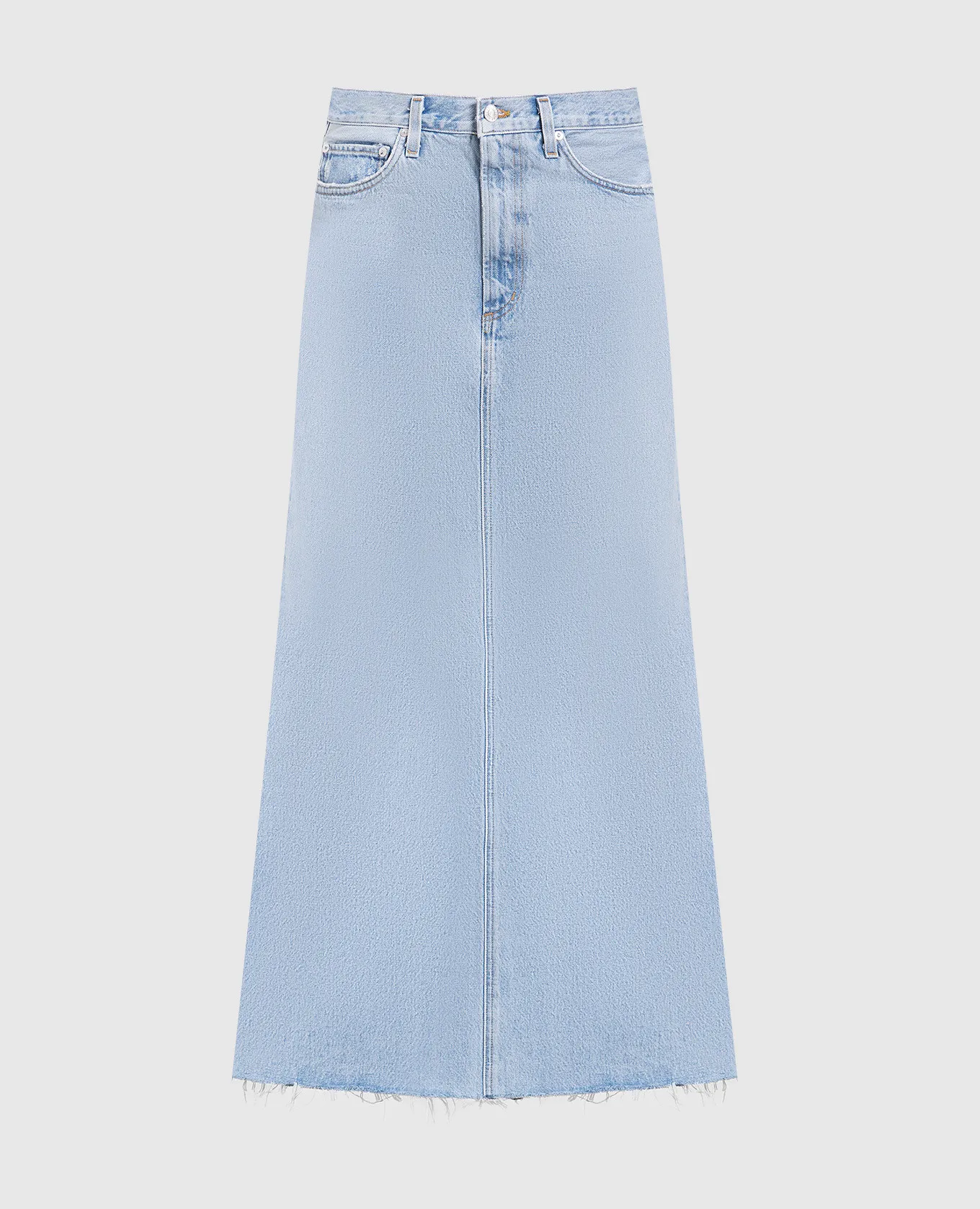 AGOLDE Blue denim skirt with a frayed effect