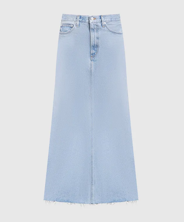 AGOLDE Blue denim skirt with a frayed effect