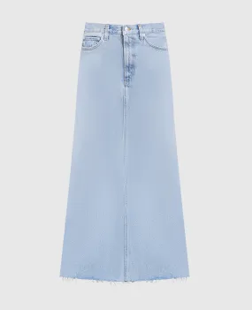 AGOLDE Blue denim skirt with a frayed effect