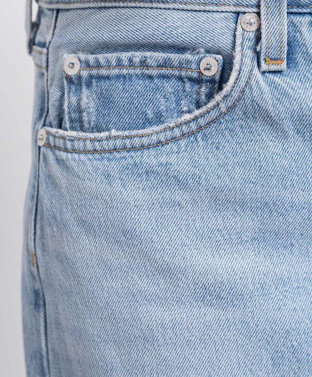 AGOLDE Blue denim skirt with a frayed effect