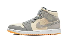 Air Jordan 1 Mid Beige Grey Suede