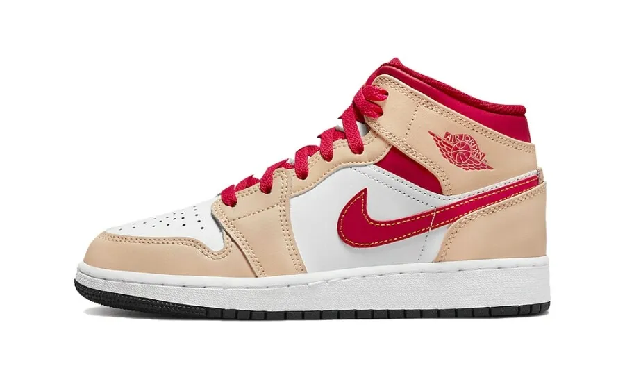 Air Jordan 1 Mid Beige Red (GS)