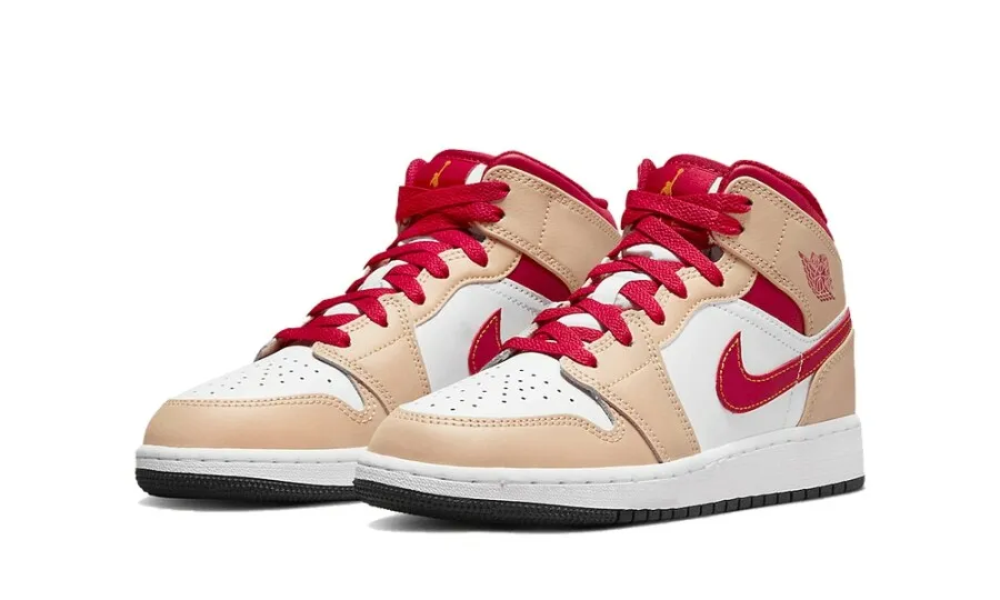 Air Jordan 1 Mid Beige Red (GS)