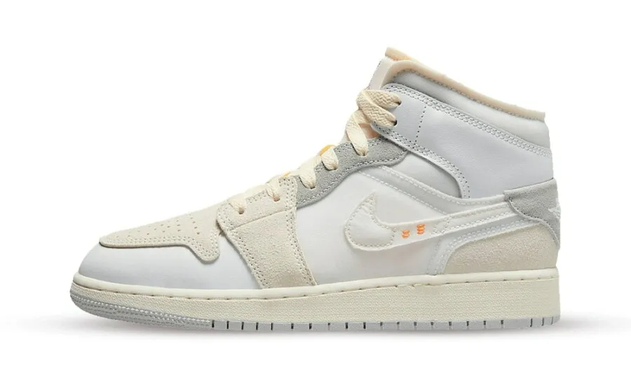 Air Jordan 1 Mid SE Craft Inside Out White Grey (GS)