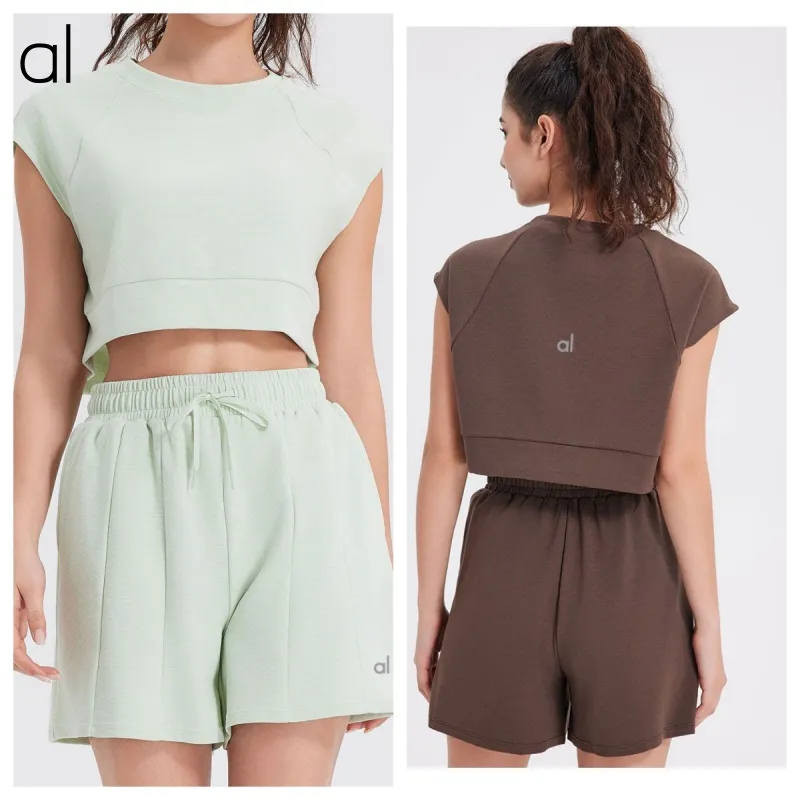 Alt Set Ropa de yoga de primavera Blusa de manga corta Running Casual Shorts Fashion Sports Sports Traje de dos piezas para muje