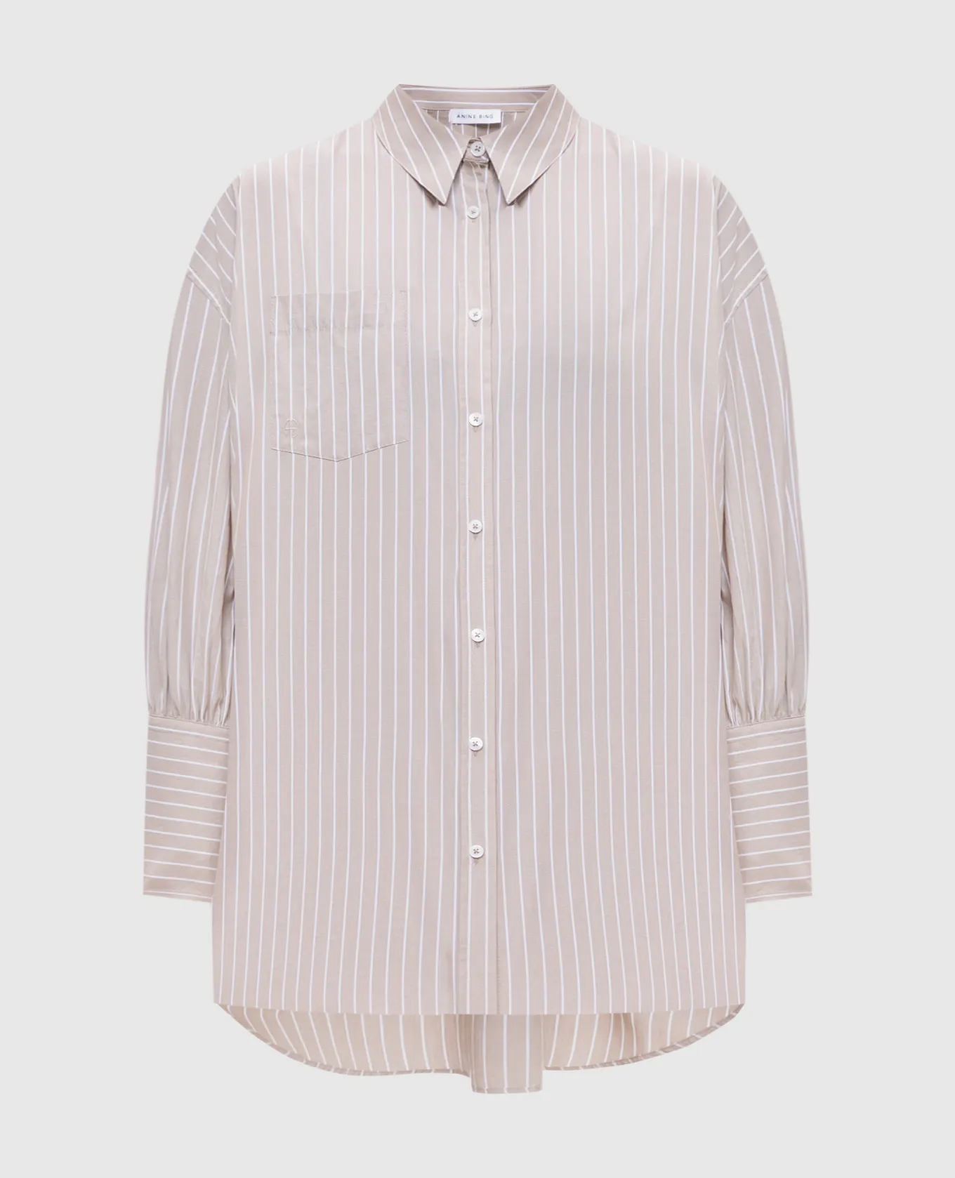 Anine Bing Lake striped beige shirt dress