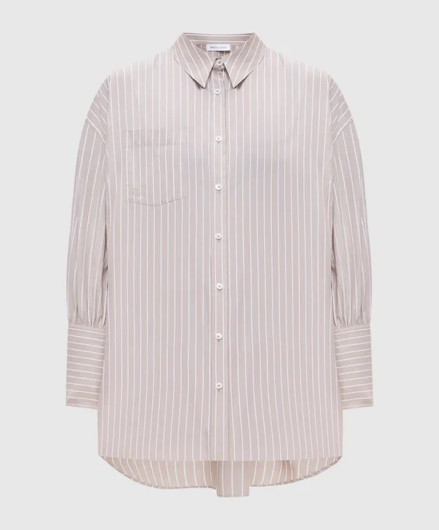 Anine Bing Lake striped beige shirt dress