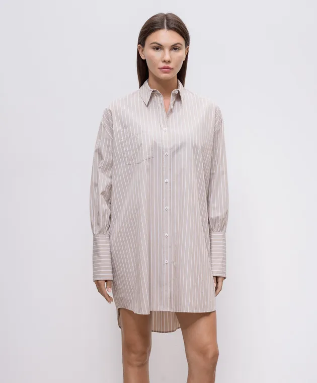 Anine Bing Lake striped beige shirt dress