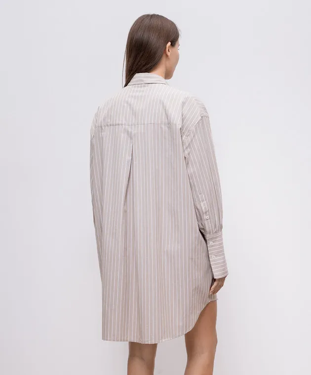 Anine Bing Lake striped beige shirt dress