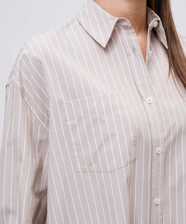 Anine Bing Lake striped beige shirt dress