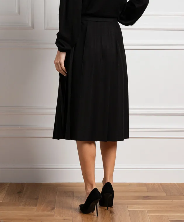 Ballantyne Black pleated wool skirt