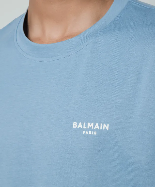 Balmain Blue t-shirt with logo print