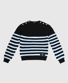 Balmain Children's black striped wool sweater