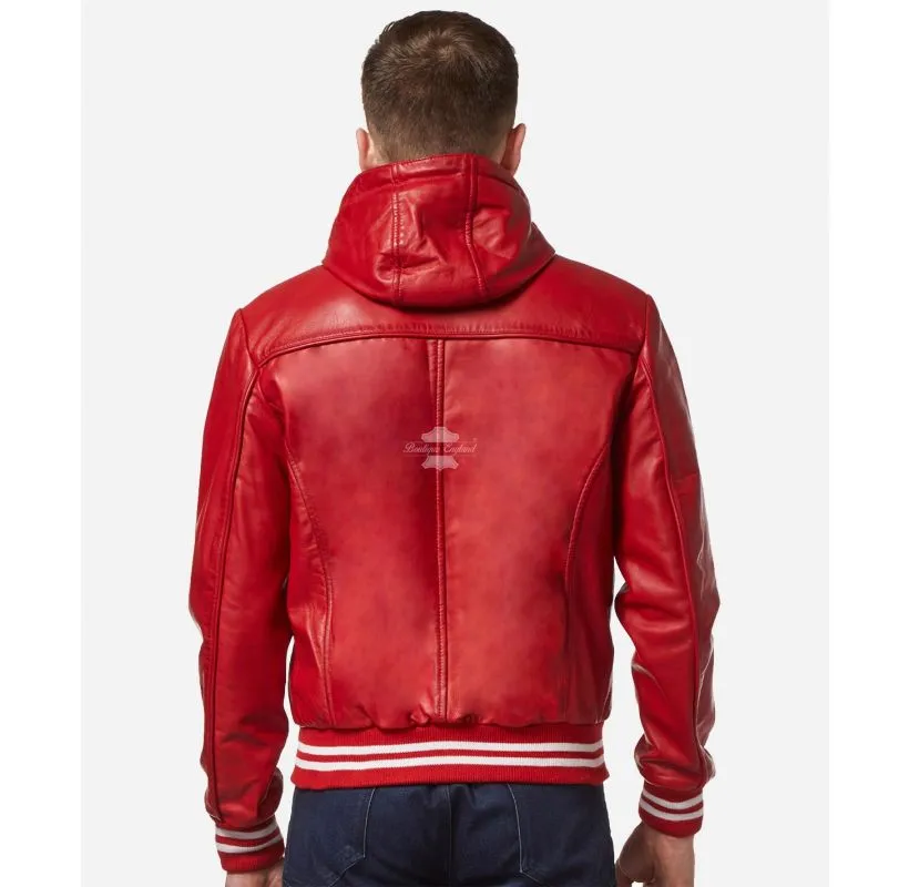 BASEBALL LEATHER HOODIE Men's Sports Hip Hop Jacket Hoodie