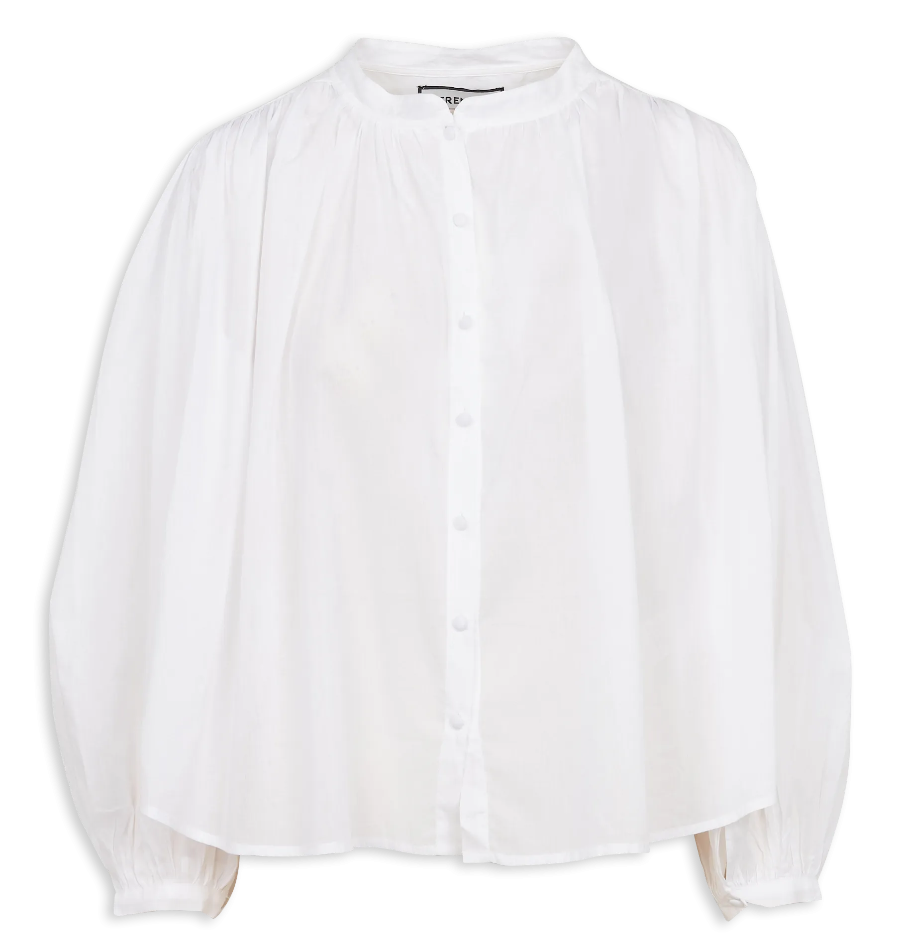 BERENICE COUNTRY - Camisa holgada de algodón con cuello alto en blanco