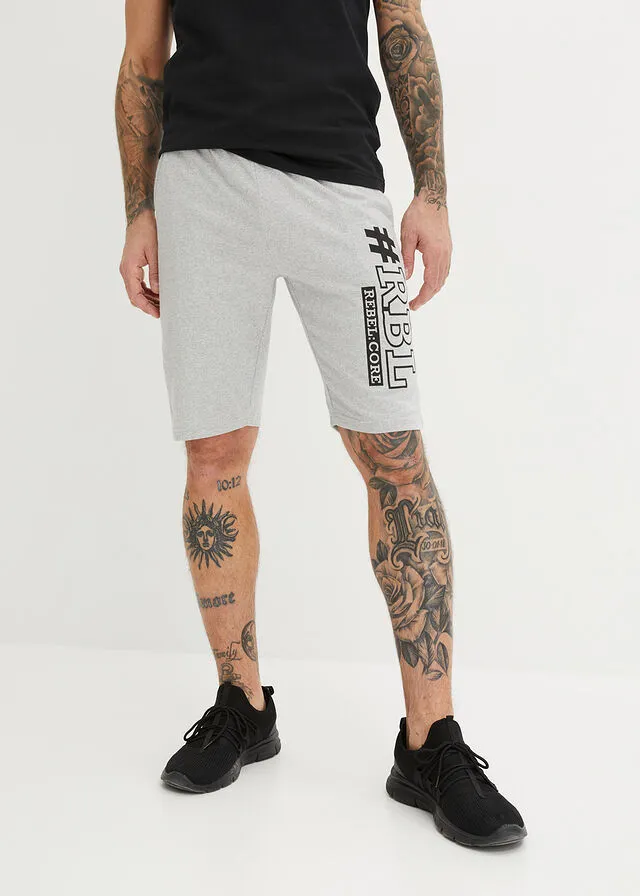 Bermudas de punto (2 unidades), regular fit Negro-gris claro jaspeado estampado