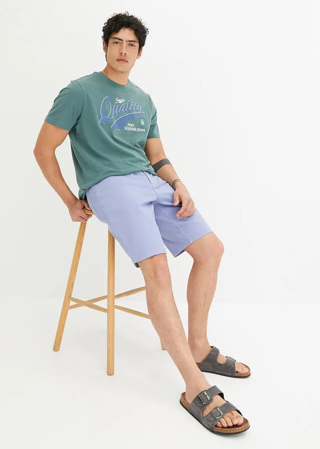 Bermudas elásticas, classic fit Azul claro