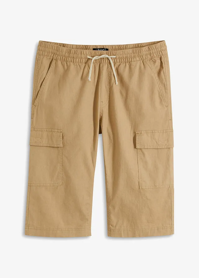 Bermudas tipo cargo con lino y corte regular Beige nuevo