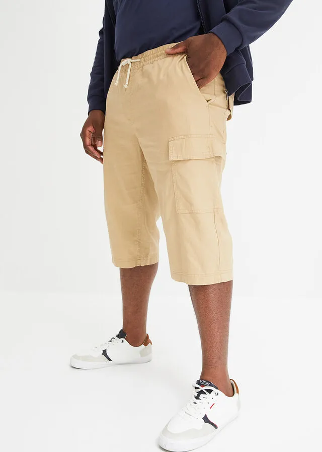 Bermudas tipo cargo con lino y corte regular Beige nuevo