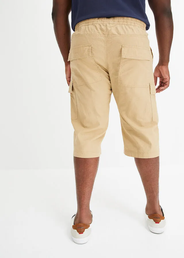 Bermudas tipo cargo con lino y corte regular Beige nuevo