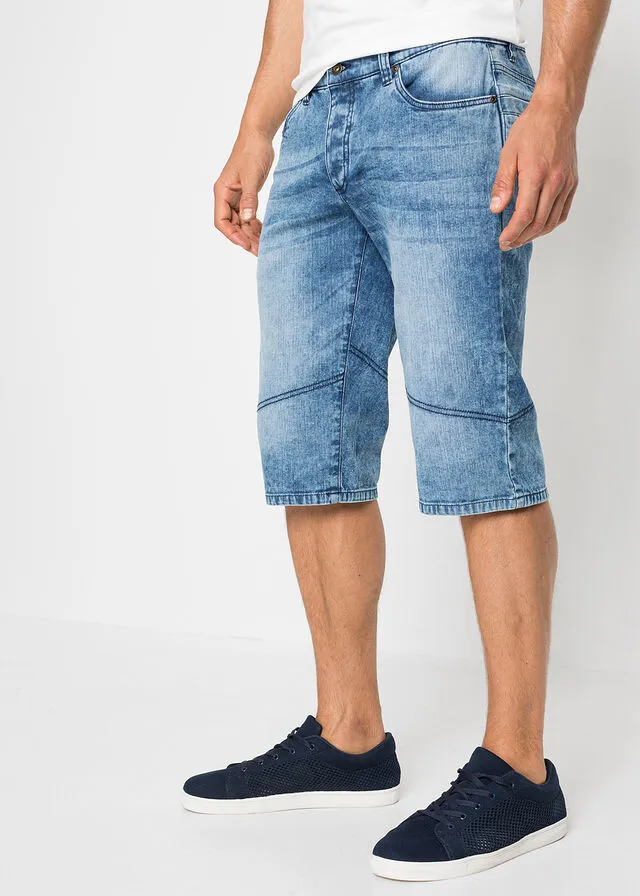 Bermudas vaqueras elásticas con corte regular Denim