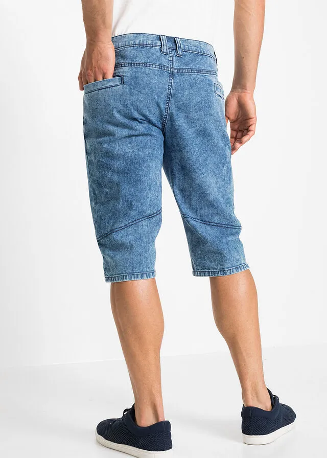 Bermudas vaqueras elásticas con corte regular Denim