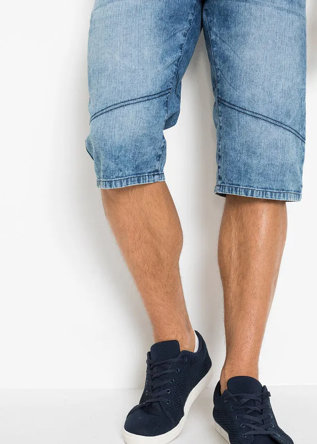 Bermudas vaqueras elásticas con corte regular Denim