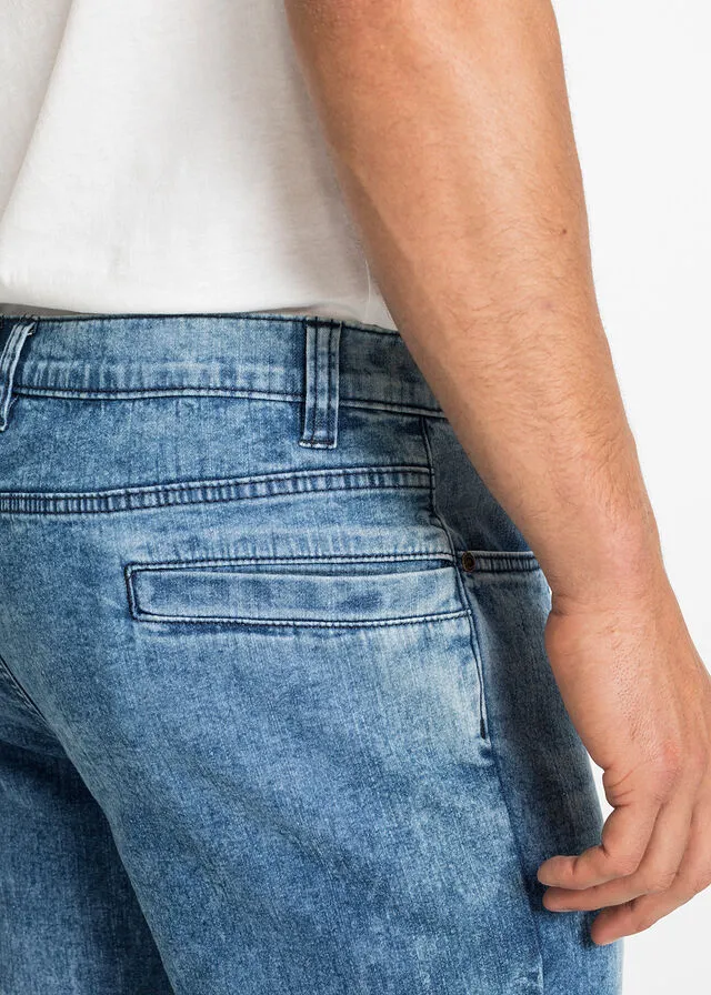 Bermudas vaqueras elásticas con corte regular Denim