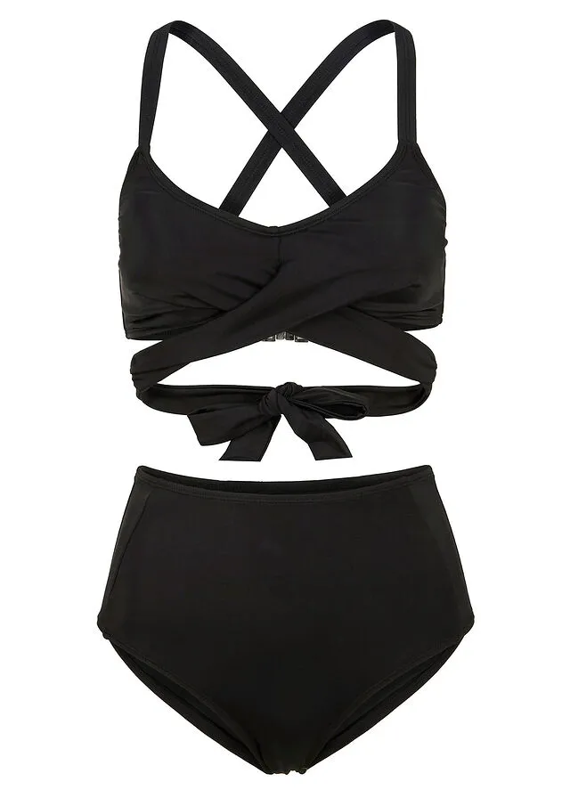 Bikini tipo bustier (2 piezas) de poliamida reciclada Negro