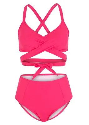 Bikini tipo bustier (2 piezas) de poliamida reciclada Rosa oscuro