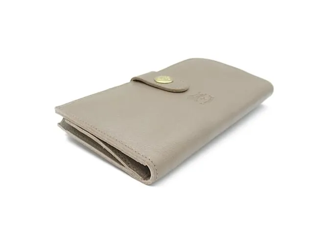 Billetera bi-fold de cuero gris Il Bisonte Castaño 