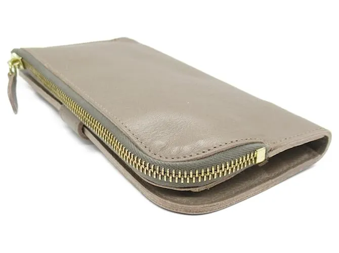 Billetera bi-fold de cuero gris Il Bisonte Castaño 