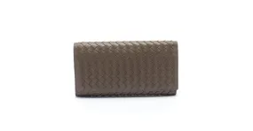 Billetera bi-fold de cuero marrón Bottega Veneta Castaño 