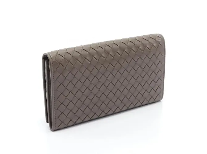 Billetera bi-fold de cuero marrón Bottega Veneta Castaño 