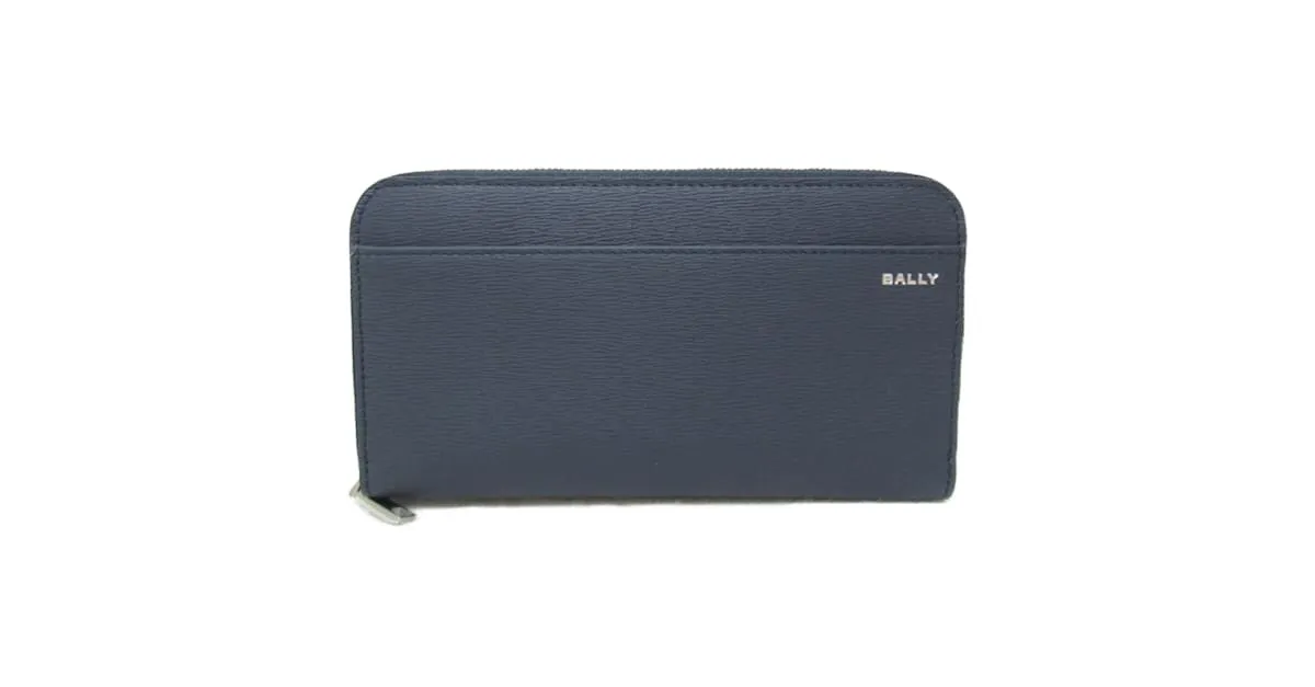 Billetera bi-fold de cuero navy Bally Azul marino 