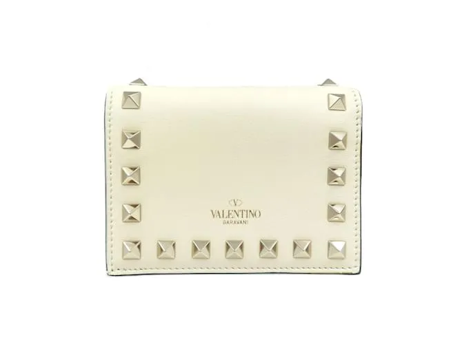 Billetera bi-fold de cuero Off-White de Valentino Blanco roto 