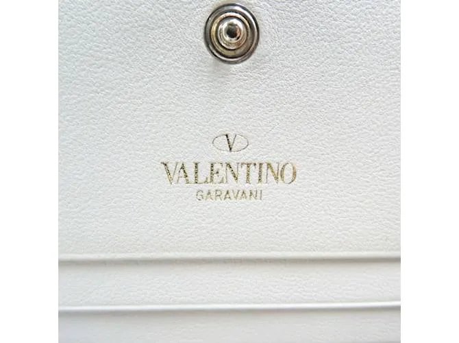 Billetera bi-fold de cuero Off-White de Valentino Blanco roto 