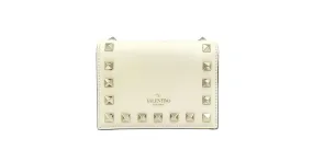 Billetera bi-fold de cuero Off-White de Valentino Blanco roto 