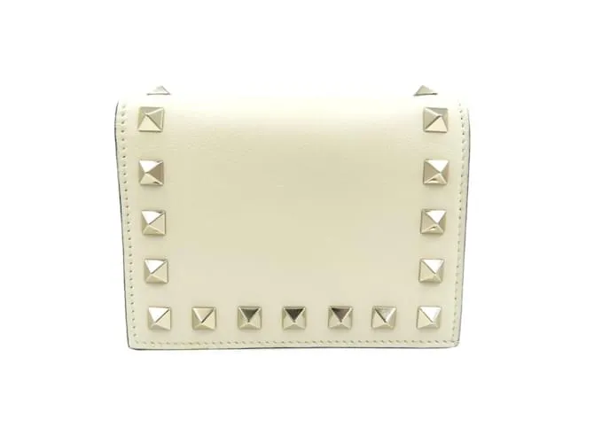 Billetera bi-fold de cuero Off-White de Valentino Blanco roto 