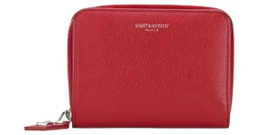 Billetera bi-fold de cuero rojo Saint Laurent Roja 