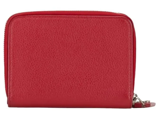 Billetera bi-fold de cuero rojo Saint Laurent Roja 