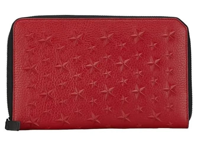 Billetera bi-fold Jimmy Choo Star en cuero rojo Roja 