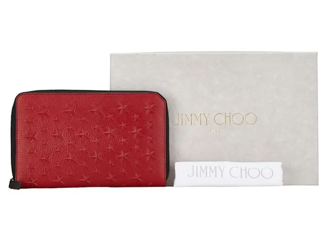 Billetera bi-fold Jimmy Choo Star en cuero rojo Roja 