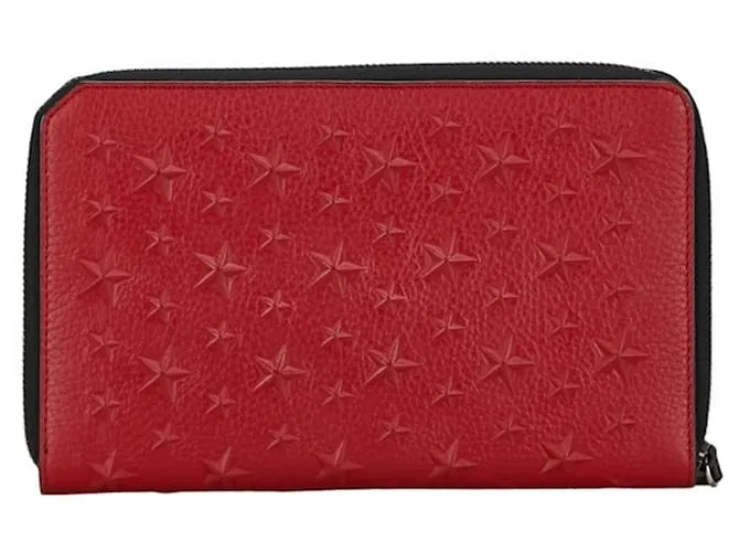 Billetera bi-fold Jimmy Choo Star en cuero rojo Roja 